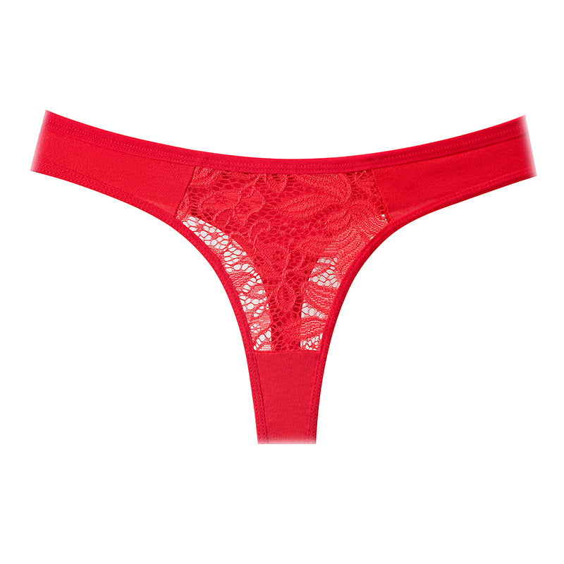 Women's Cotton Floral Lace Thong Panties