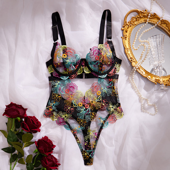 Maison Fleur Sculpting Embroidered Corset Bodysuit Set