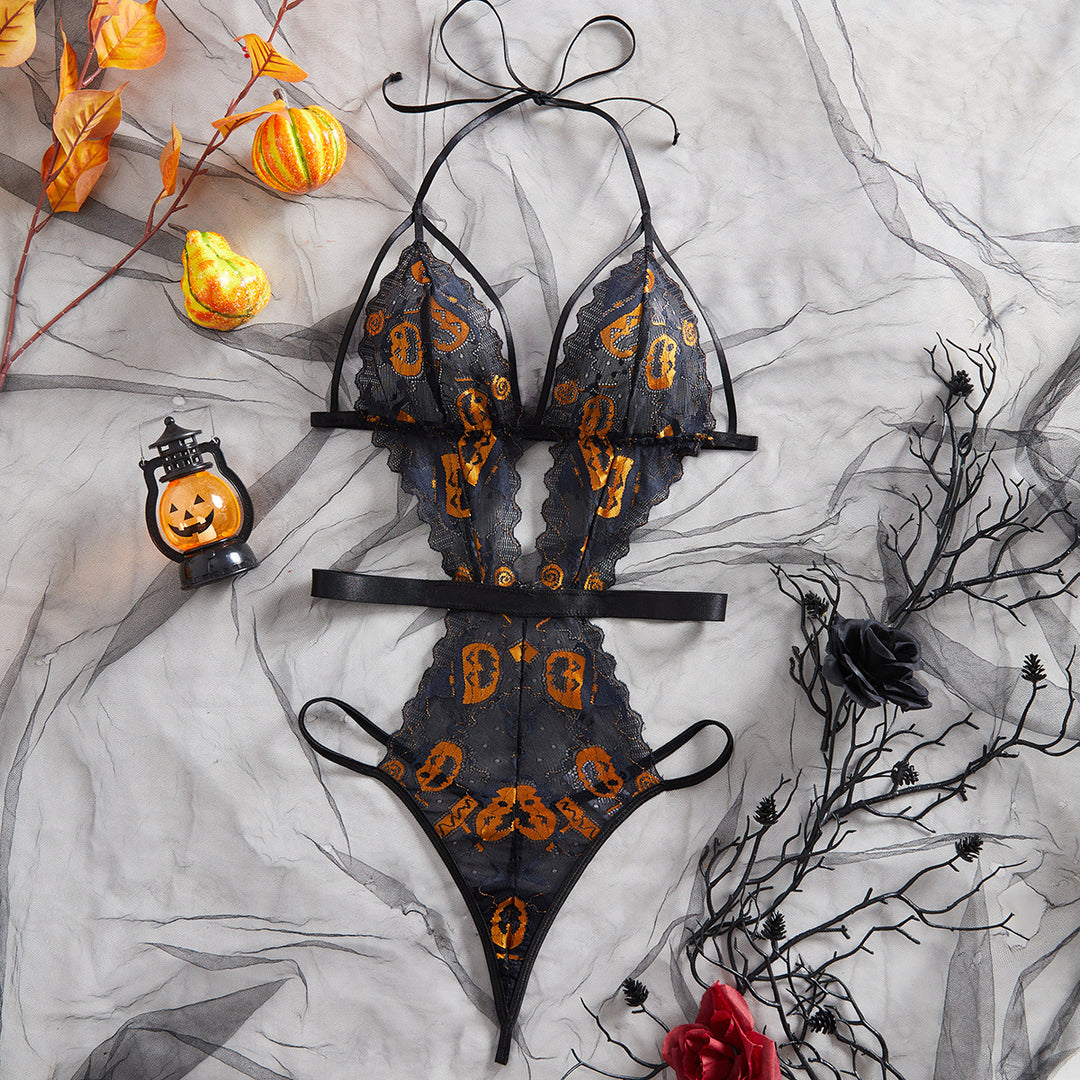 Hexora Pumpkin Mesh Harness Lingerie Set