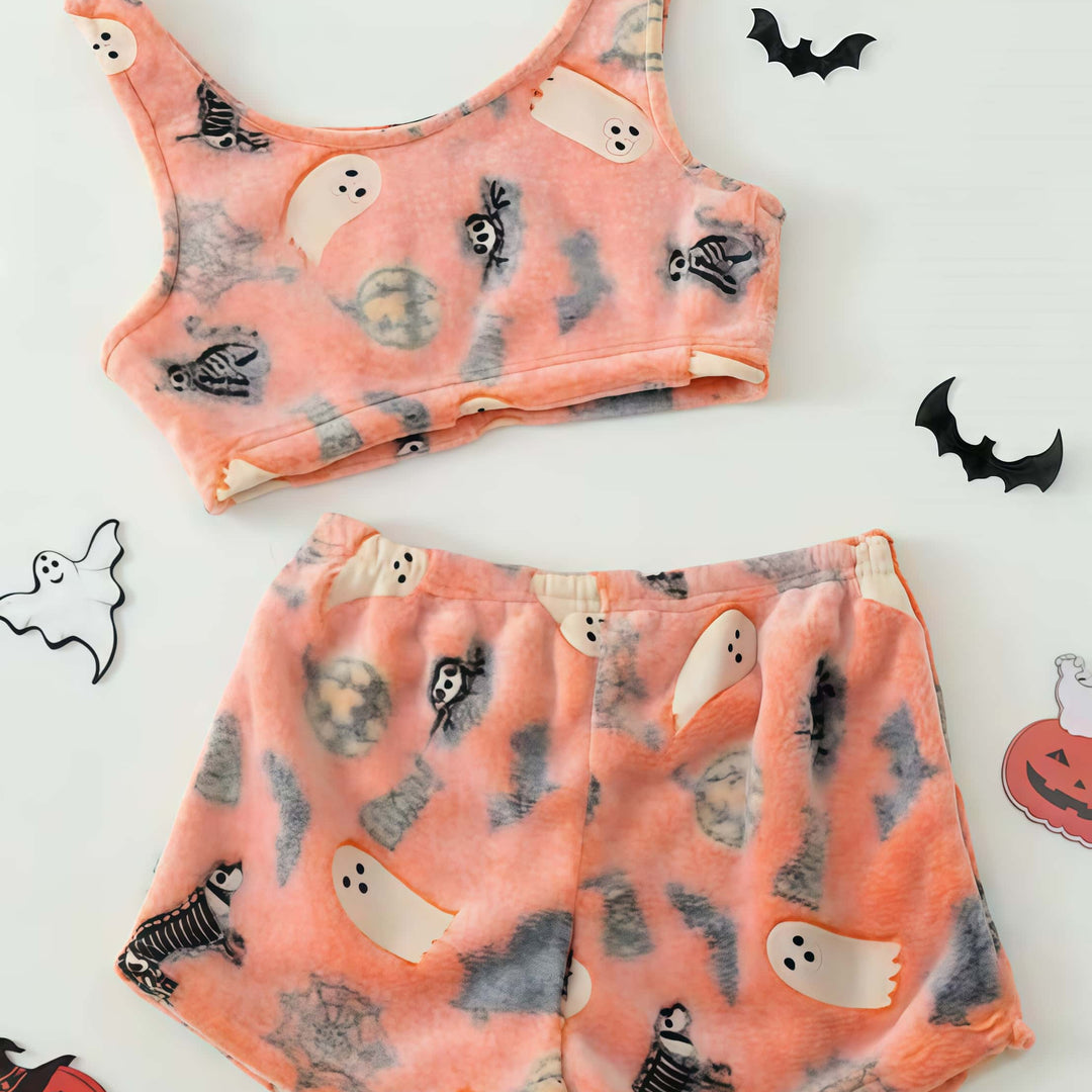 FrostHaunt Fleece-Lined Halloween Thermal Set