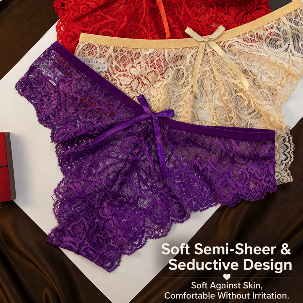 Elegant Floral Lace Bikini Underwear