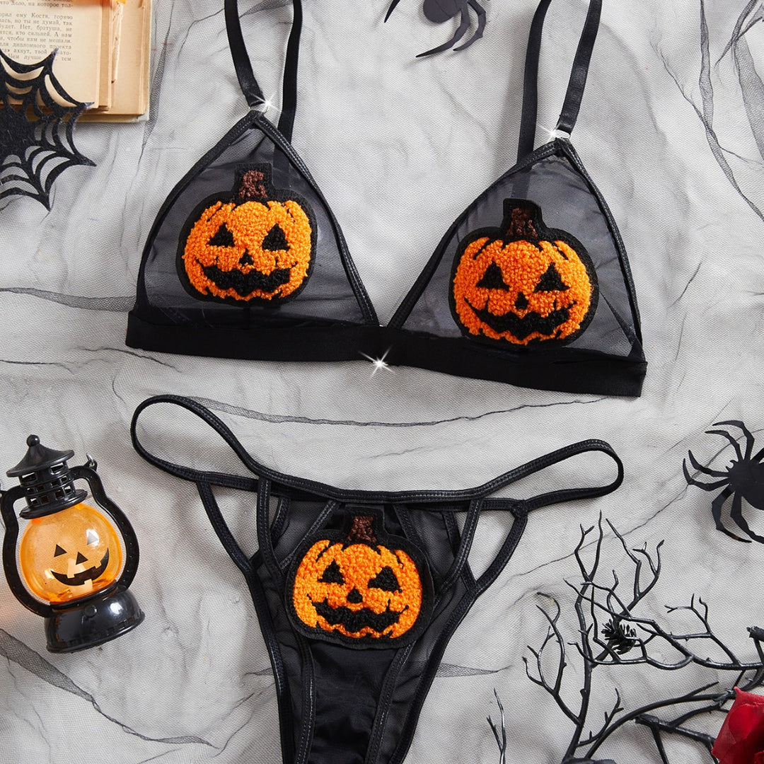 Pumpkin Wink Sheer Halloween Lingerie Set