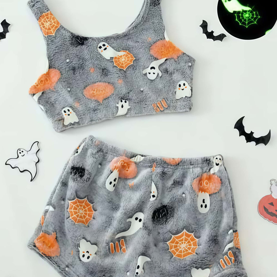FrostHaunt Fleece-Lined Halloween Thermal Set