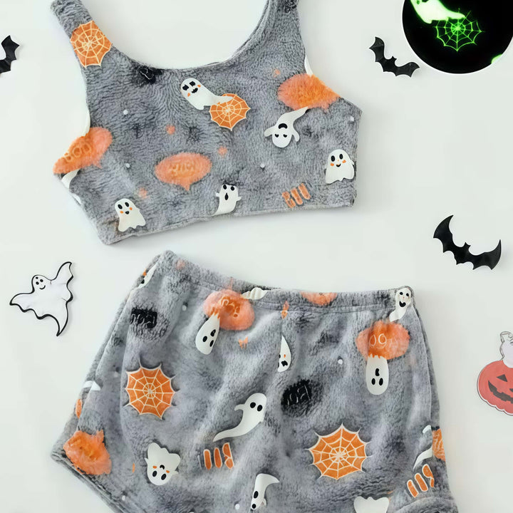 FrostHaunt Fleece-Lined Halloween Thermal Set