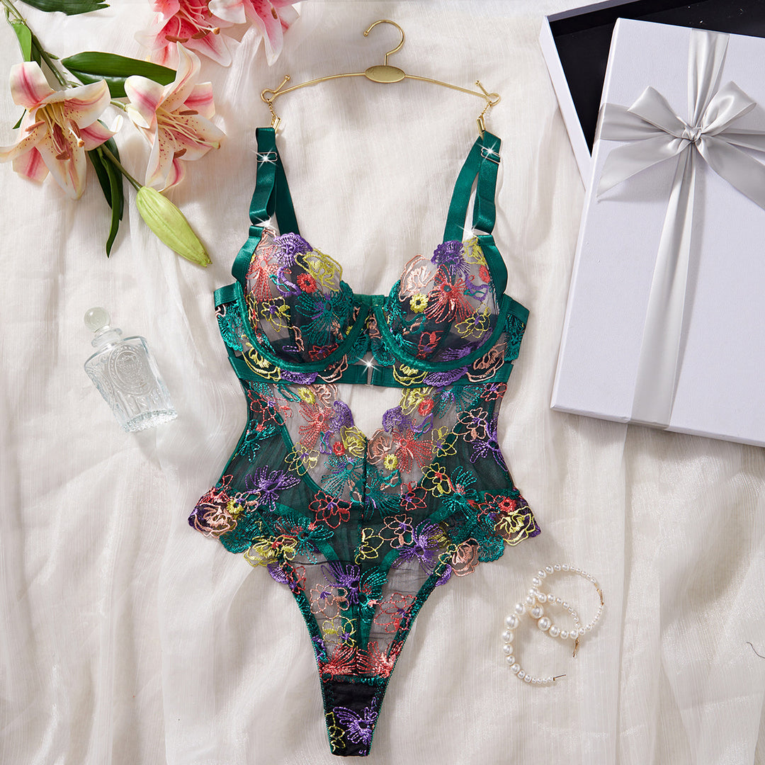 Maison Fleur Sculpting Embroidered Corset Bodysuit Set