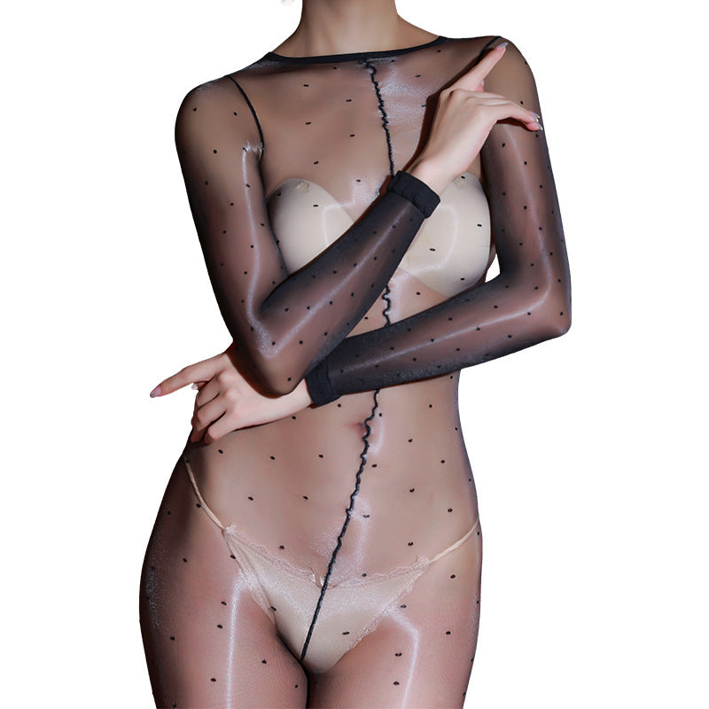 Noir Pulse Open-Crotch Sheer Bodystocking