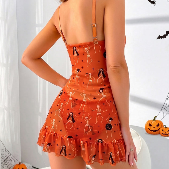 Pumpkin Kiss Ruffle Halloween Mini Dress