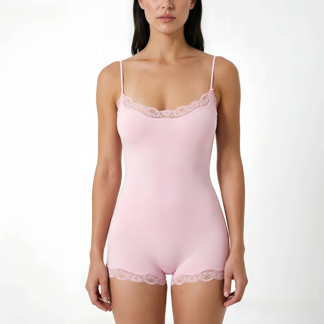 Lunelle Lace-Trim Lounge Romper