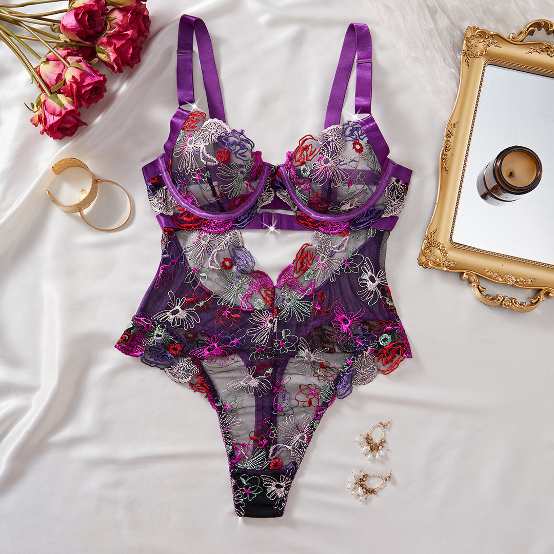 Maison Fleur Sculpting Embroidered Corset Bodysuit Set
