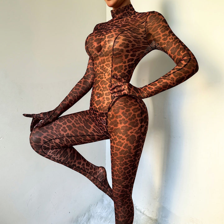 Wild Ember Leopard Mesh Catsuit
