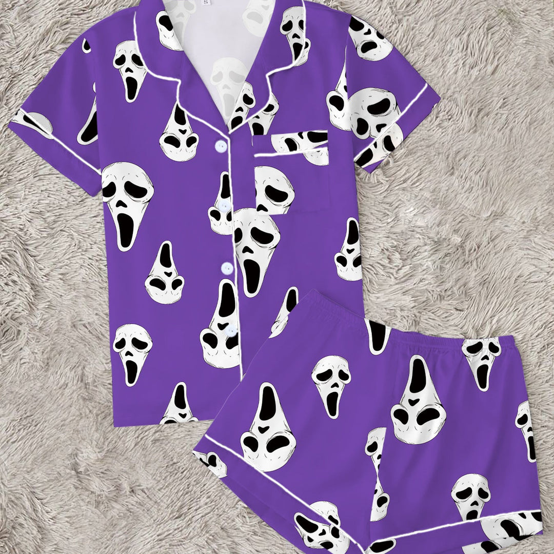 Phantom Nights Ghost Print Pajama Set