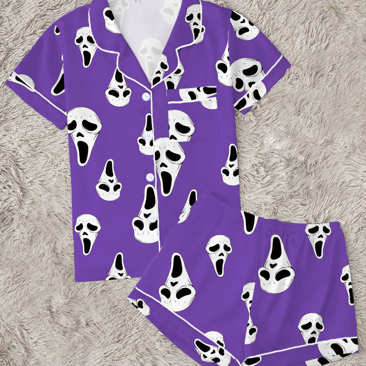 Phantom Nights Ghost Print Pajama Set