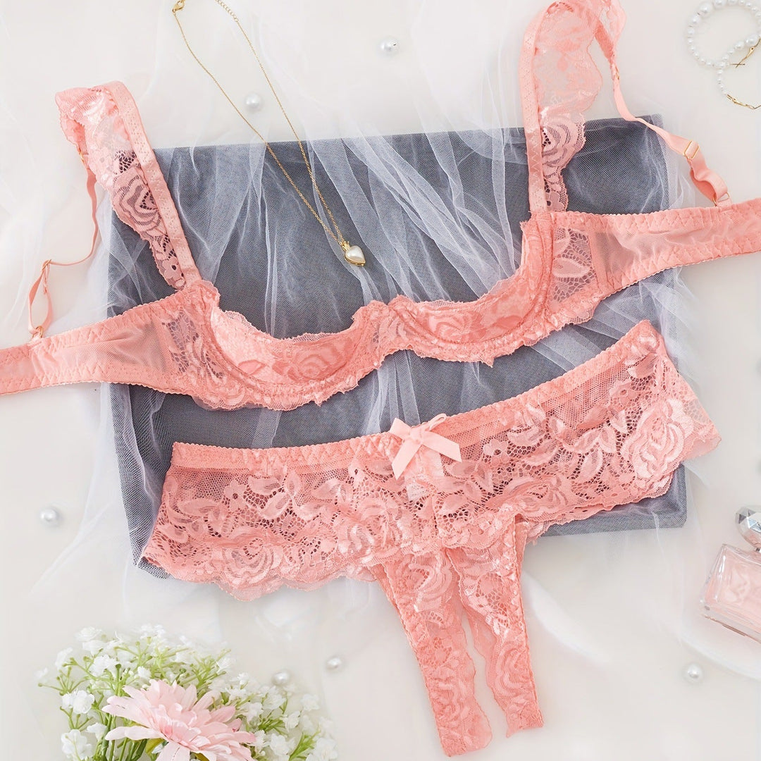 Élan Bloom Lace Bralette &amp; Brief Set