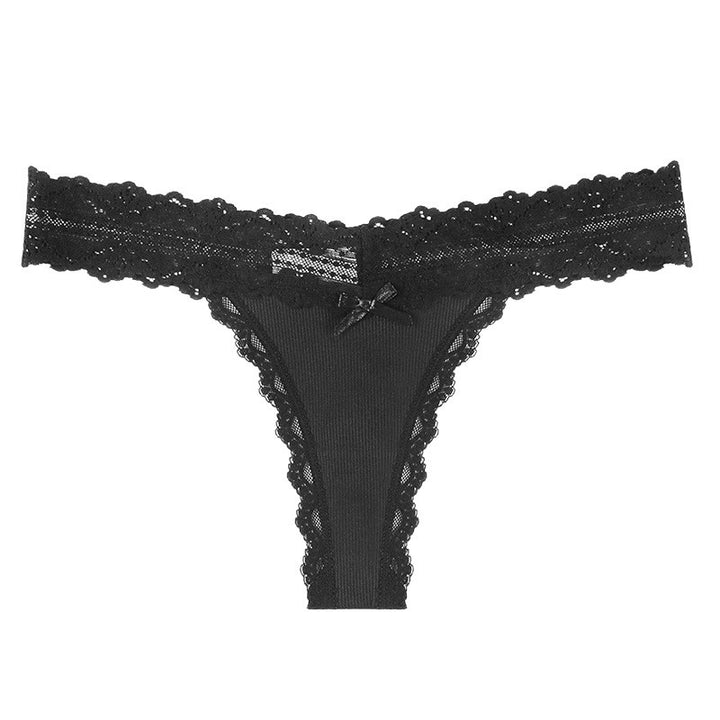 Roselle Ribbed Lace Thong Panty