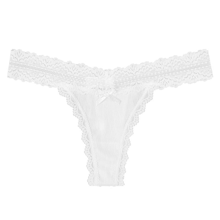 Roselle Ribbed Lace Thong Panty