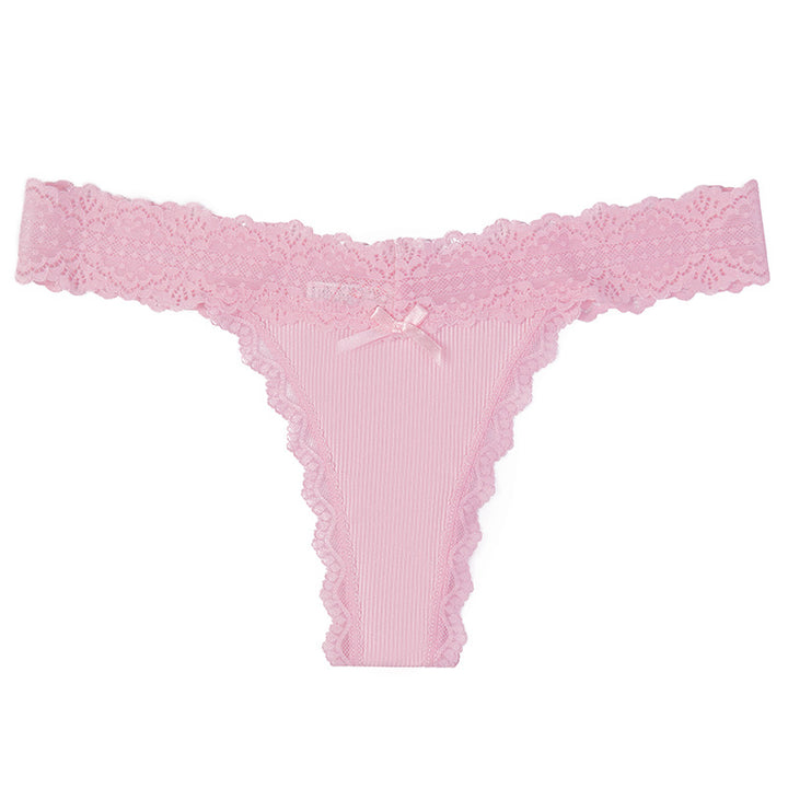 Roselle Ribbed Lace Thong Panty