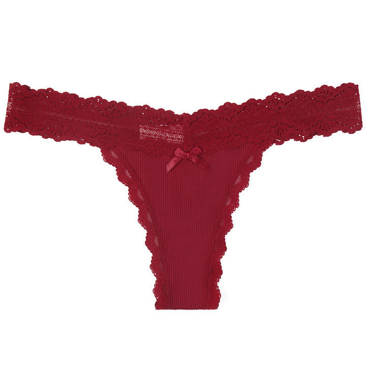 Roselle Ribbed Lace Thong Panty