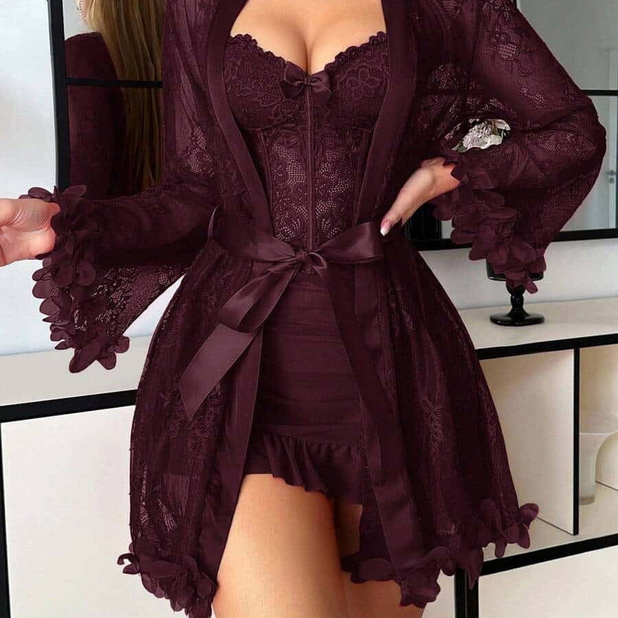Veloura Lace Robe &amp; Corset Set