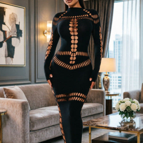 Obsidian Ladder-Cutout Bodystocking