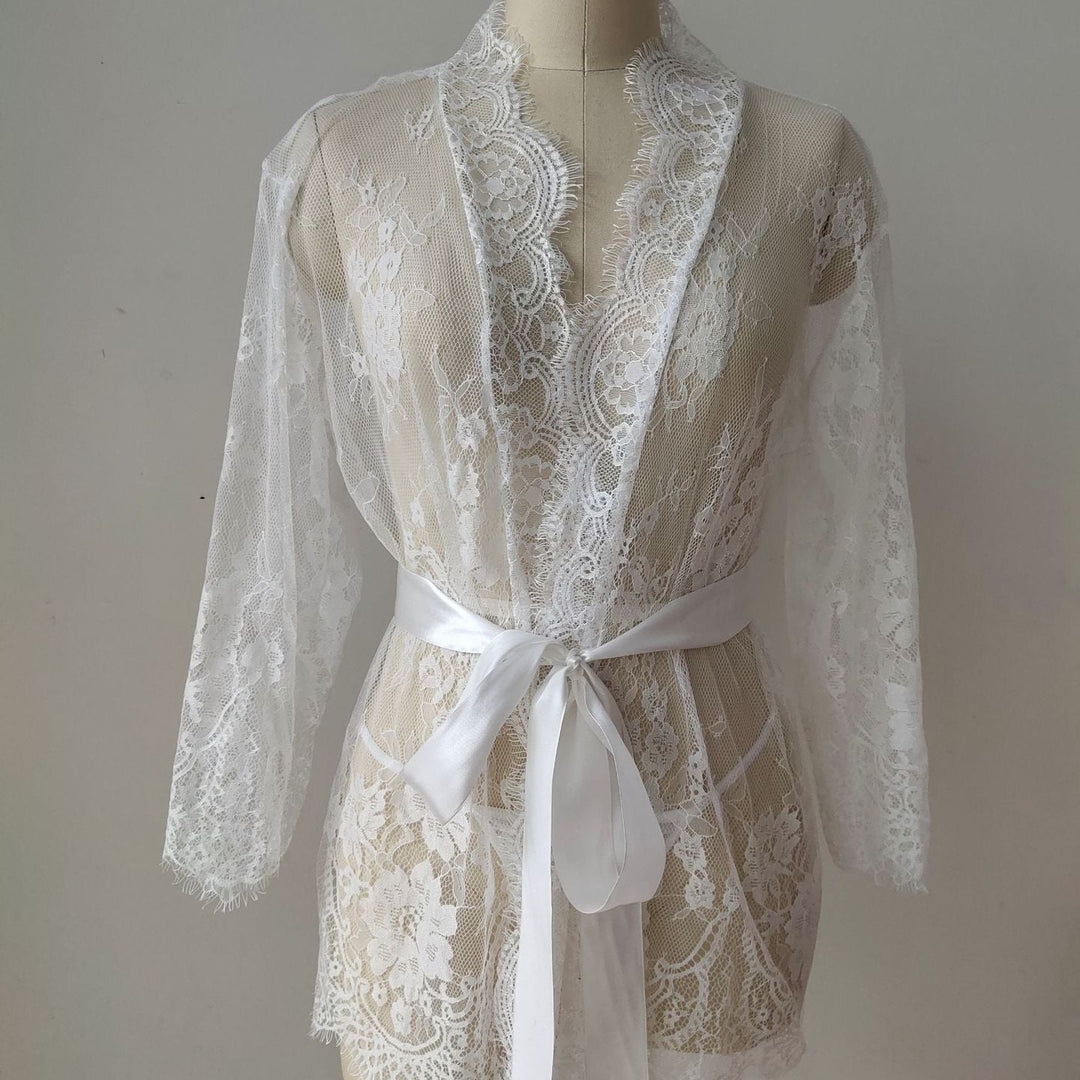 Luna Veil Lace Romance Robe Set