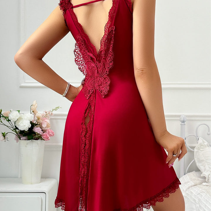 Serenelle Lace-Trim Satin Nightdress
