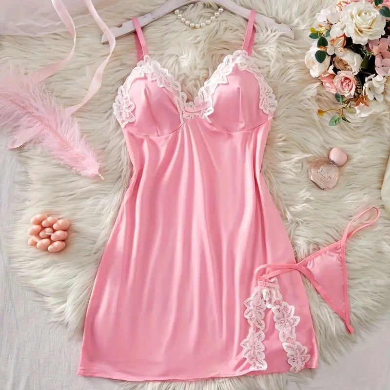 Lace Whisper Satin Slip Set