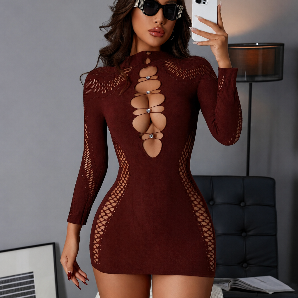 Veloura Cutout Knit Mini Dress