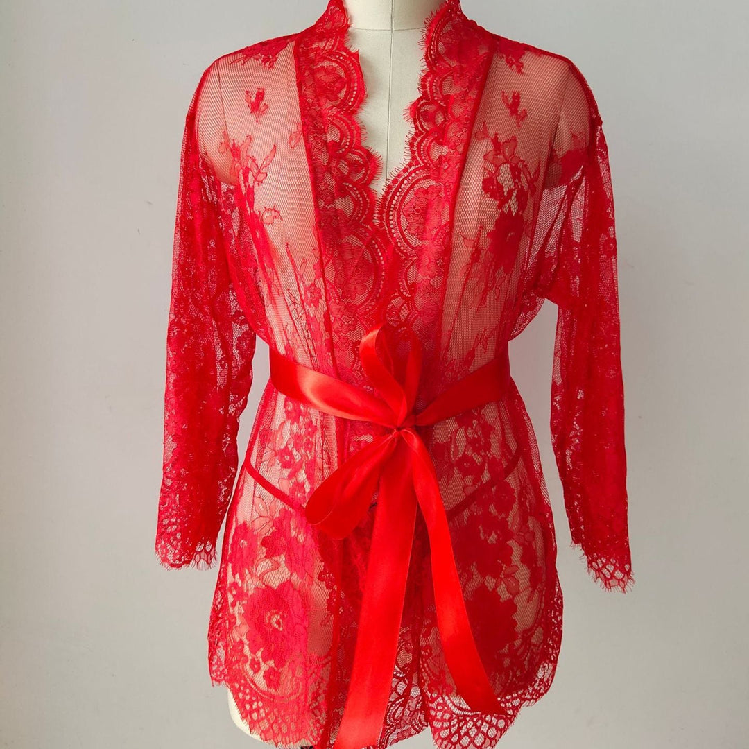 Luna Veil Lace Romance Robe Set
