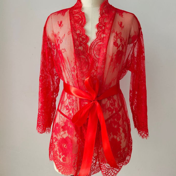 Luna Veil Lace Romance Robe Set