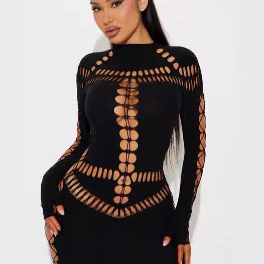 Obsidian Ladder-Cutout Bodystocking