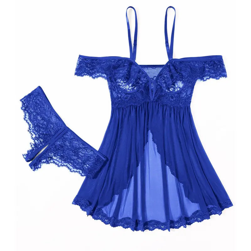 Veloura Off-Shoulder Mesh Babydoll