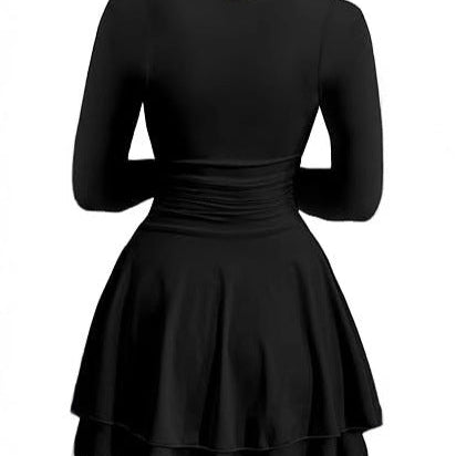 Aurevia Square-Neck Ruffle Mini Dress