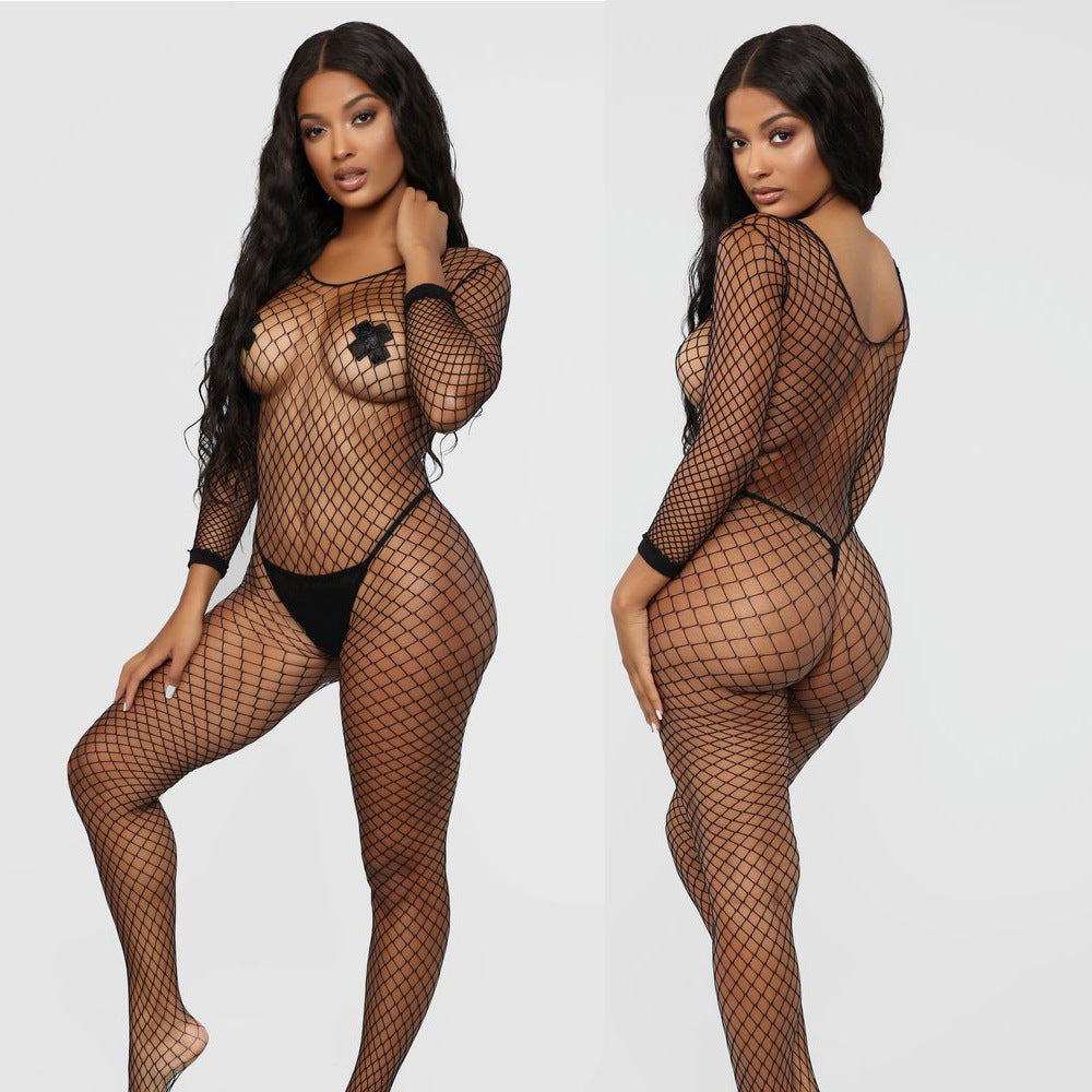 Black Sheer Fishnet Bodystocking