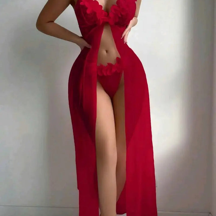 Lace Bloom High-Slit Nightdress