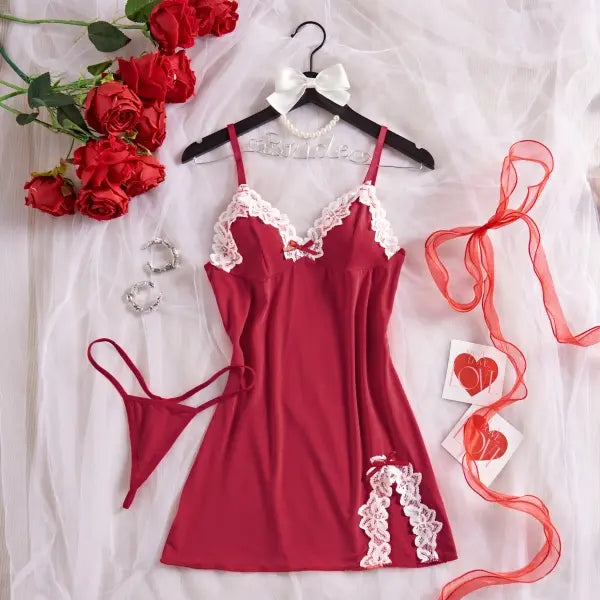Lace Whisper Satin Slip Set