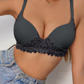 Elegant Floral Lace Trim Bra with Adjustable Straps and Supportive Fit