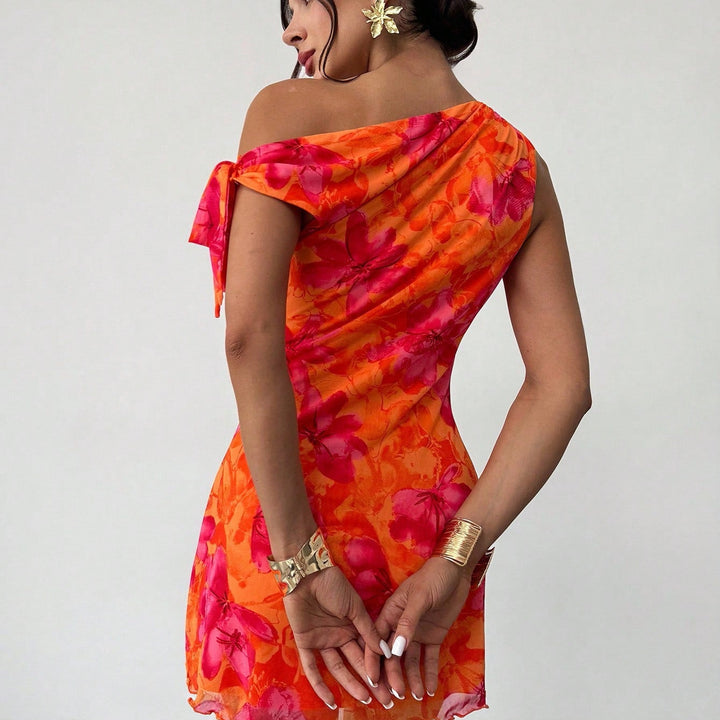 Tropic Muse One-Shoulder Floral Mini Dress