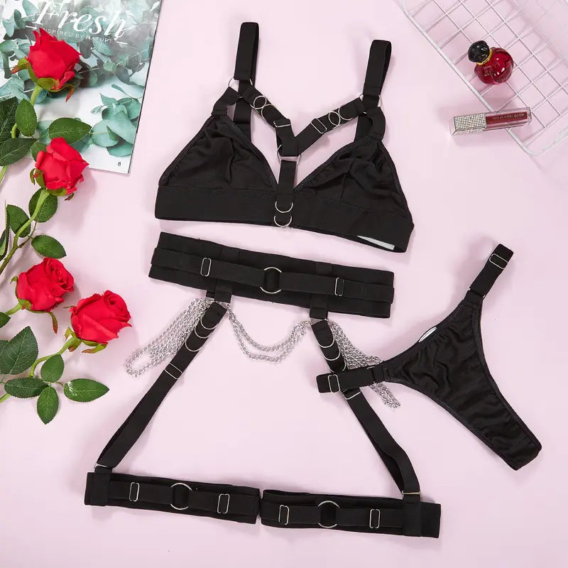 Valencia Strappy Harness Lingerie Set