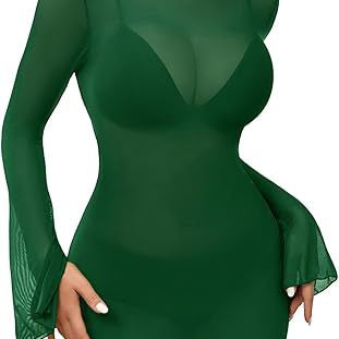 Noctelle Sheer Mesh Bell-Sleeve Cover-Up