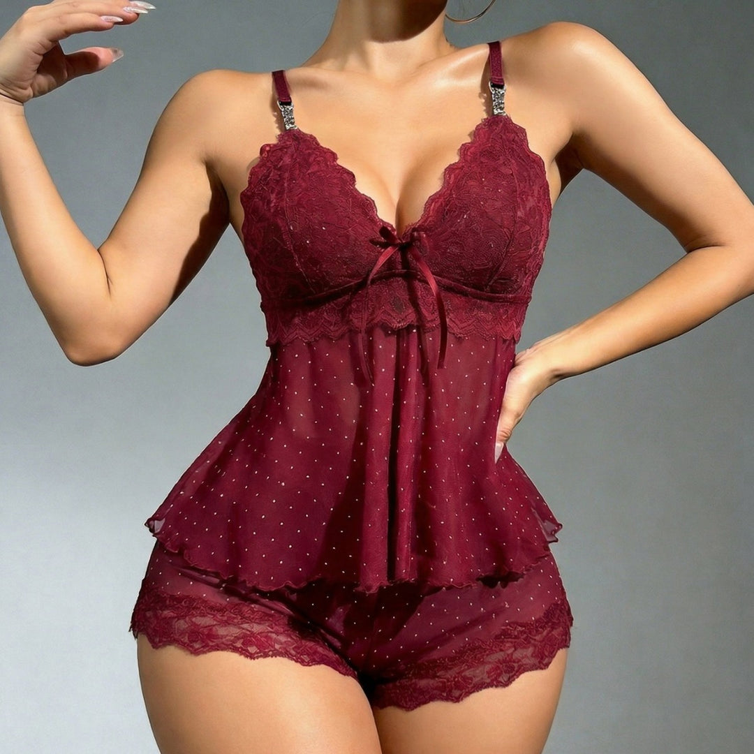 Velmira Lace-Dot Cami &amp; Shorts Set