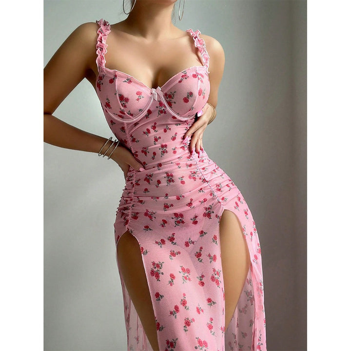 Petal Slit Lace Maxi Dress