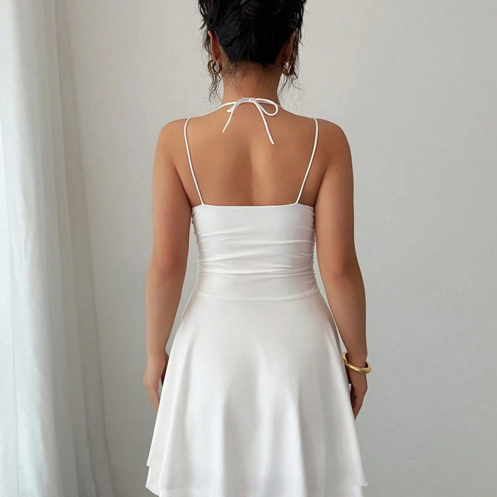 Celestine Cowl-Neck Flare Mini Dress