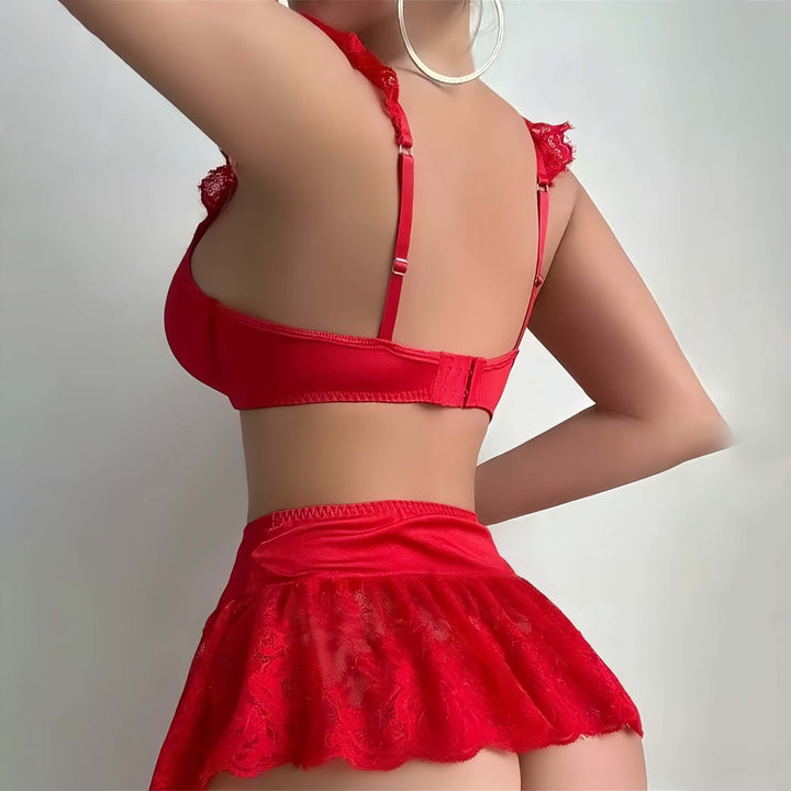 Ribbon Ruffle Lace Lingerie Set