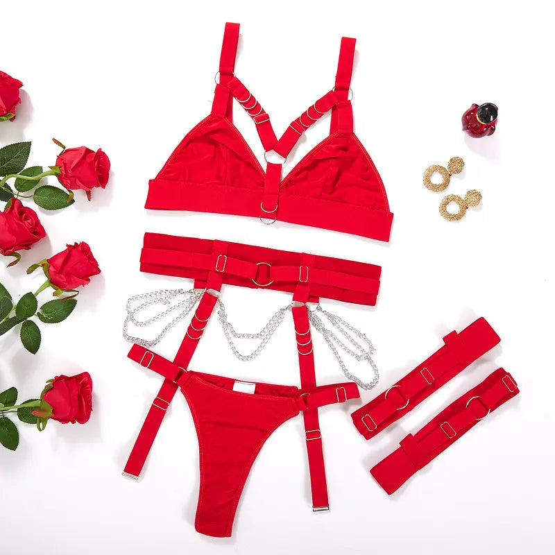 Valencia Strappy Harness Lingerie Set