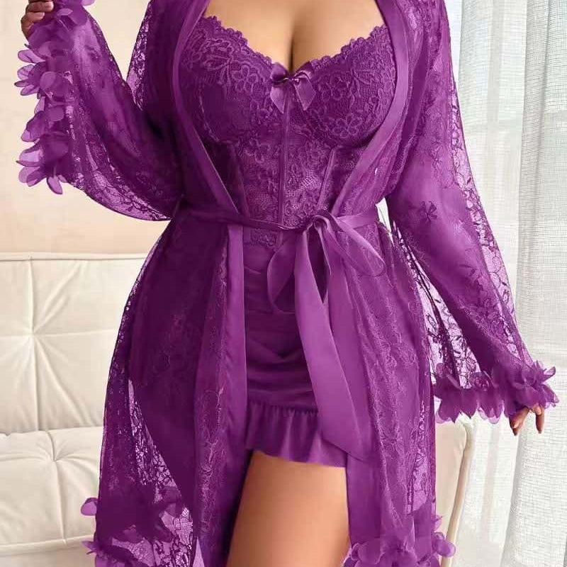 Veloura Lace Robe &amp; Corset Set