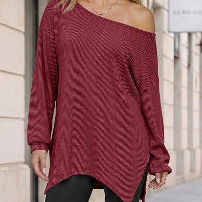 Marlowe Asymmetrical Ribbed Knit Tunic