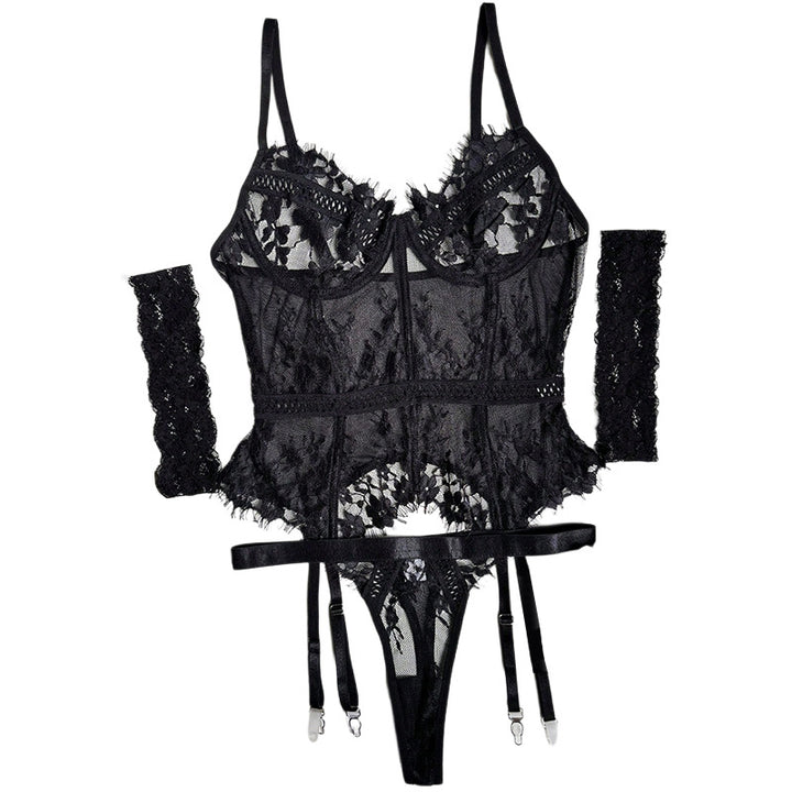 Noiréa Embroidered Garter Corset Set