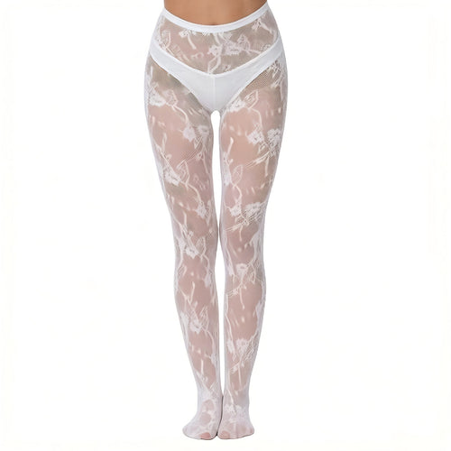 Black Floral Lace Tights