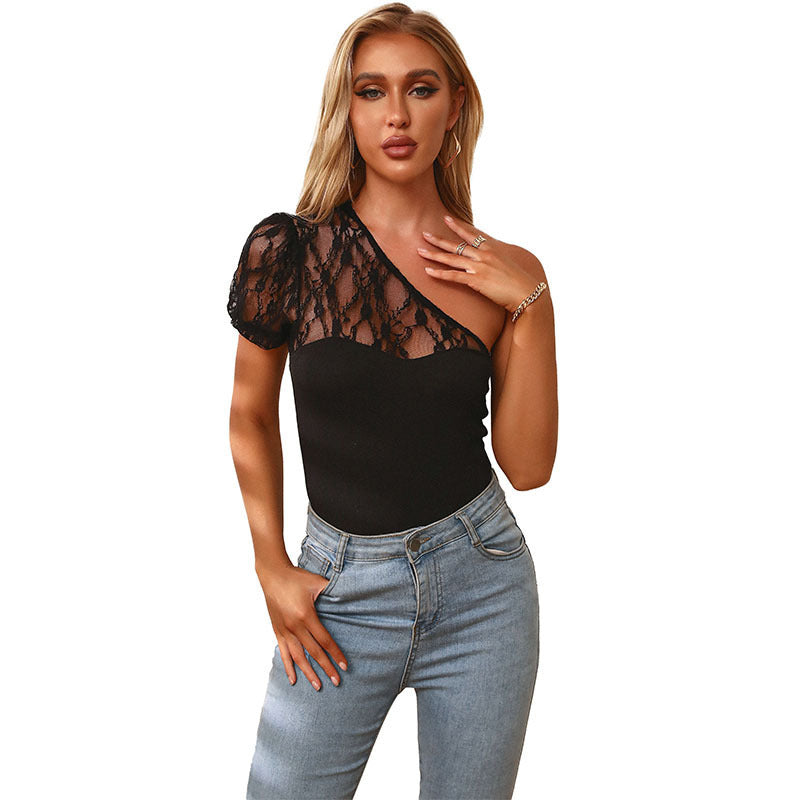 Luna Veil Asymmetric Lace Bodysuit
