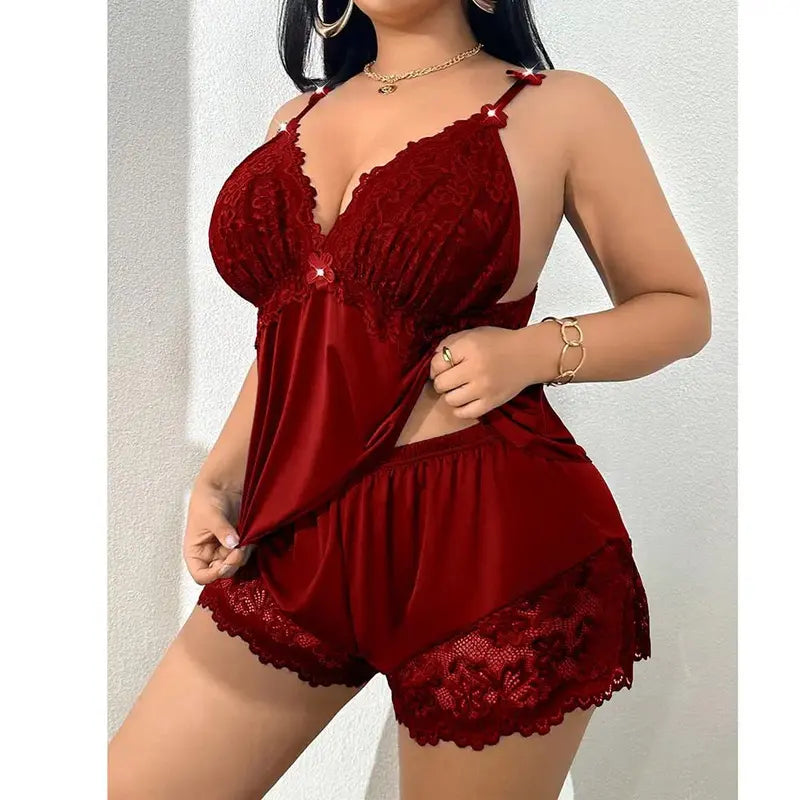Lunessa Lace-Trim Cami &amp; Shorts Set